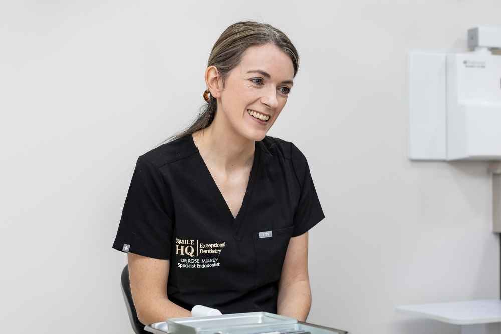 SmileHQ dentist Dr Rose talking with a nervous patient in Brentwood